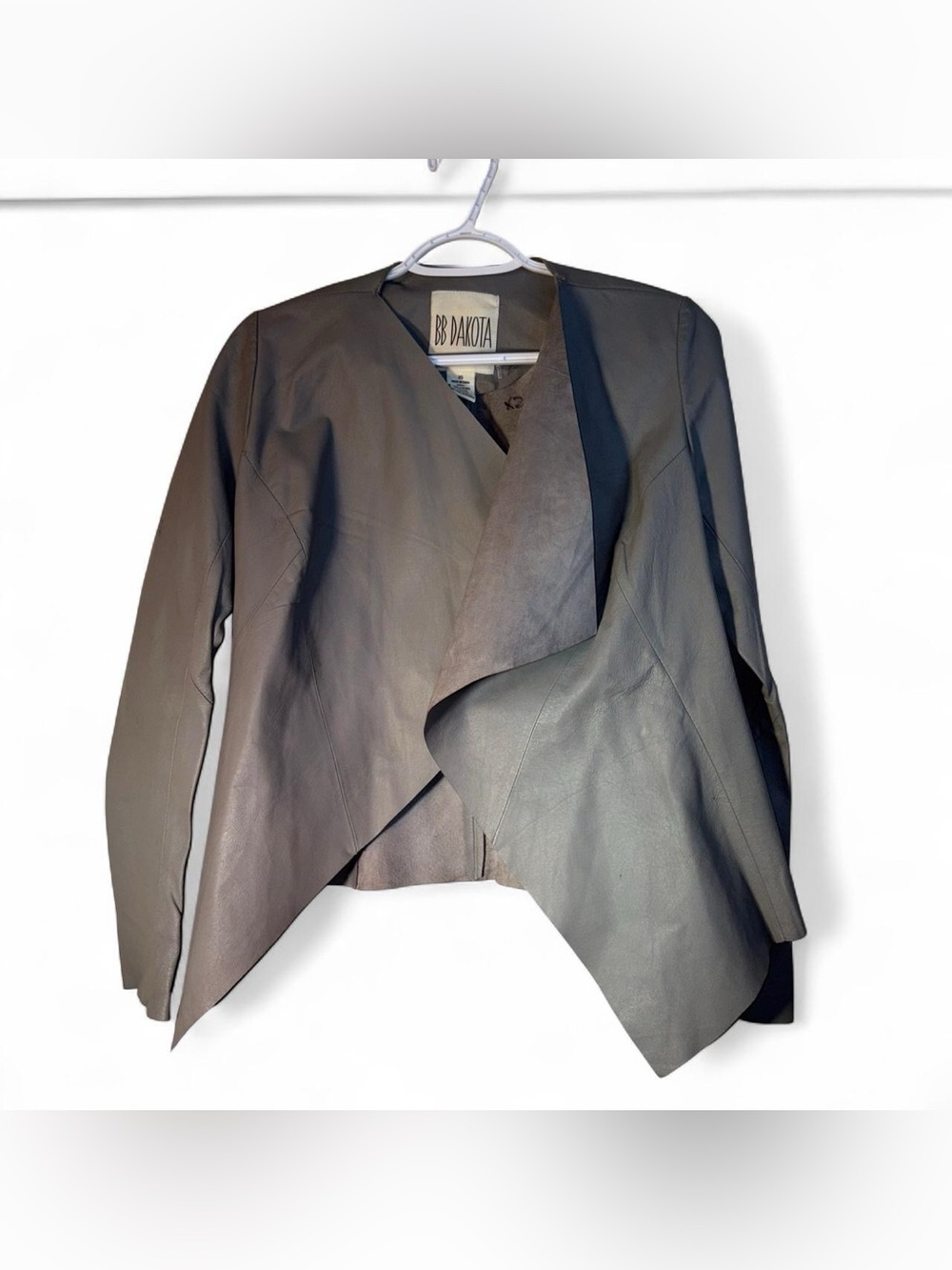 BB Dakota Gray Asymmetrical Leather Jacket